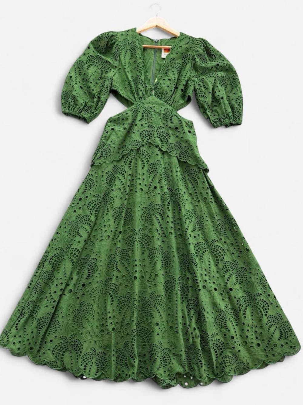 NWT FARM RIO Green Richeliu Eyelet Midi Dress - Picture 2 of 10